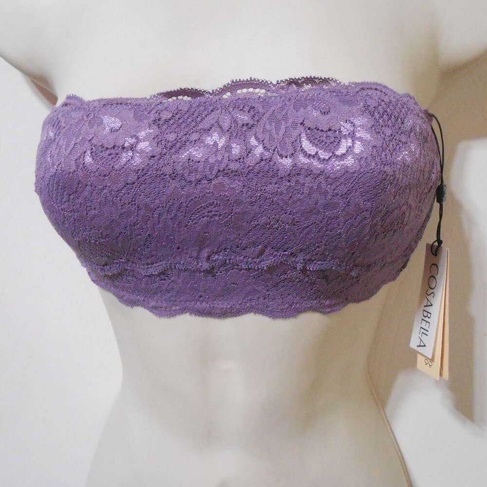 NEW COSABELLA LACE FLIRTIE BANDEAU BRA HIMALAYAN SKY SIZE P INTIMATE LINGERIE 👩